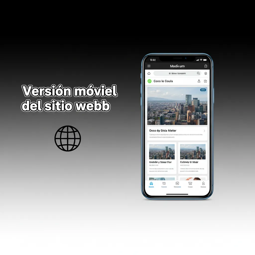Interfaz móvil del sitio con menú inferior Deportes/En Vivo/Casino; apuestas rápidas, pagos, notificaciones y soporte.