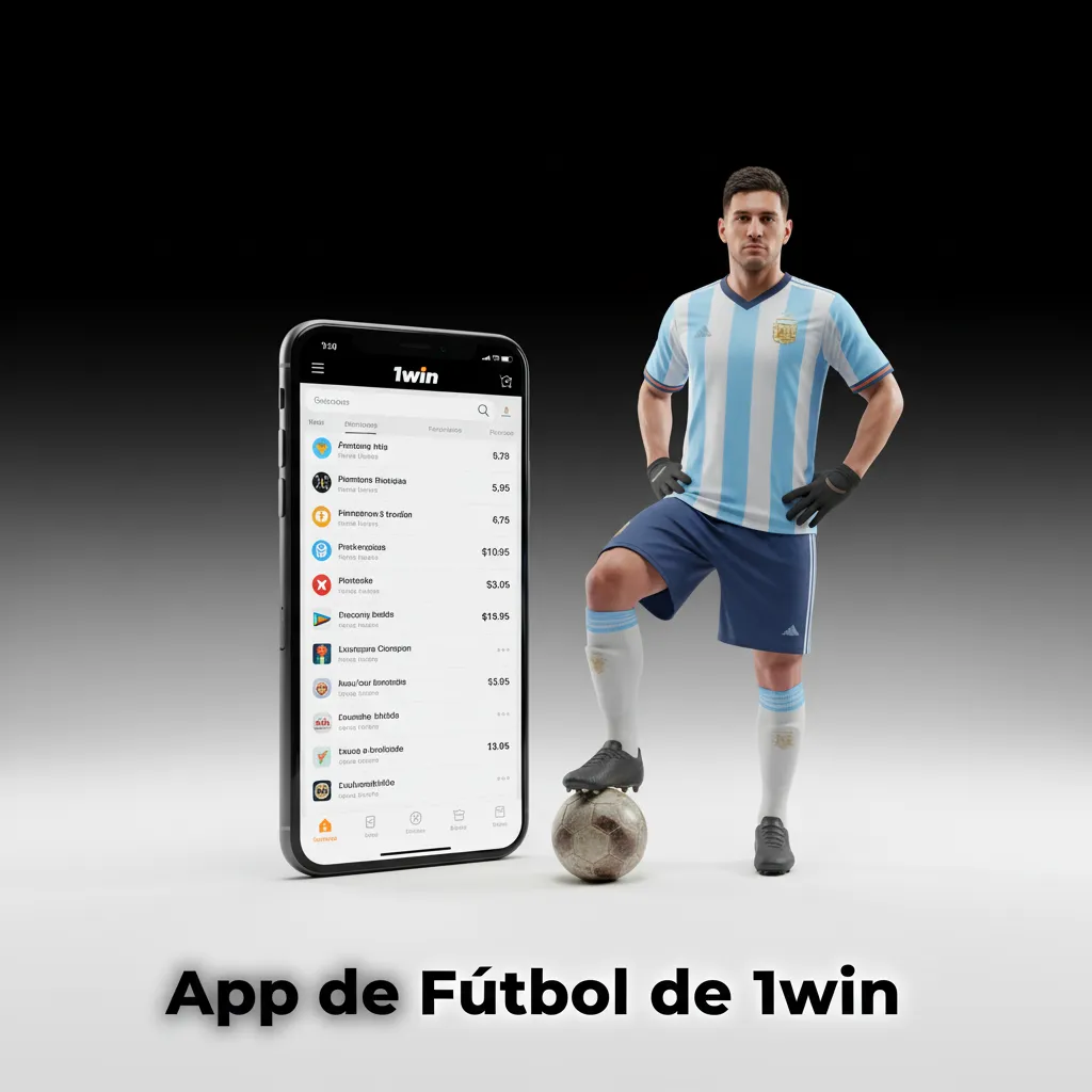 Smartphone con la app de apuestas de fútbol 1win: cuotas en vivo, combinadas y alertas de goles; Android e iOS.