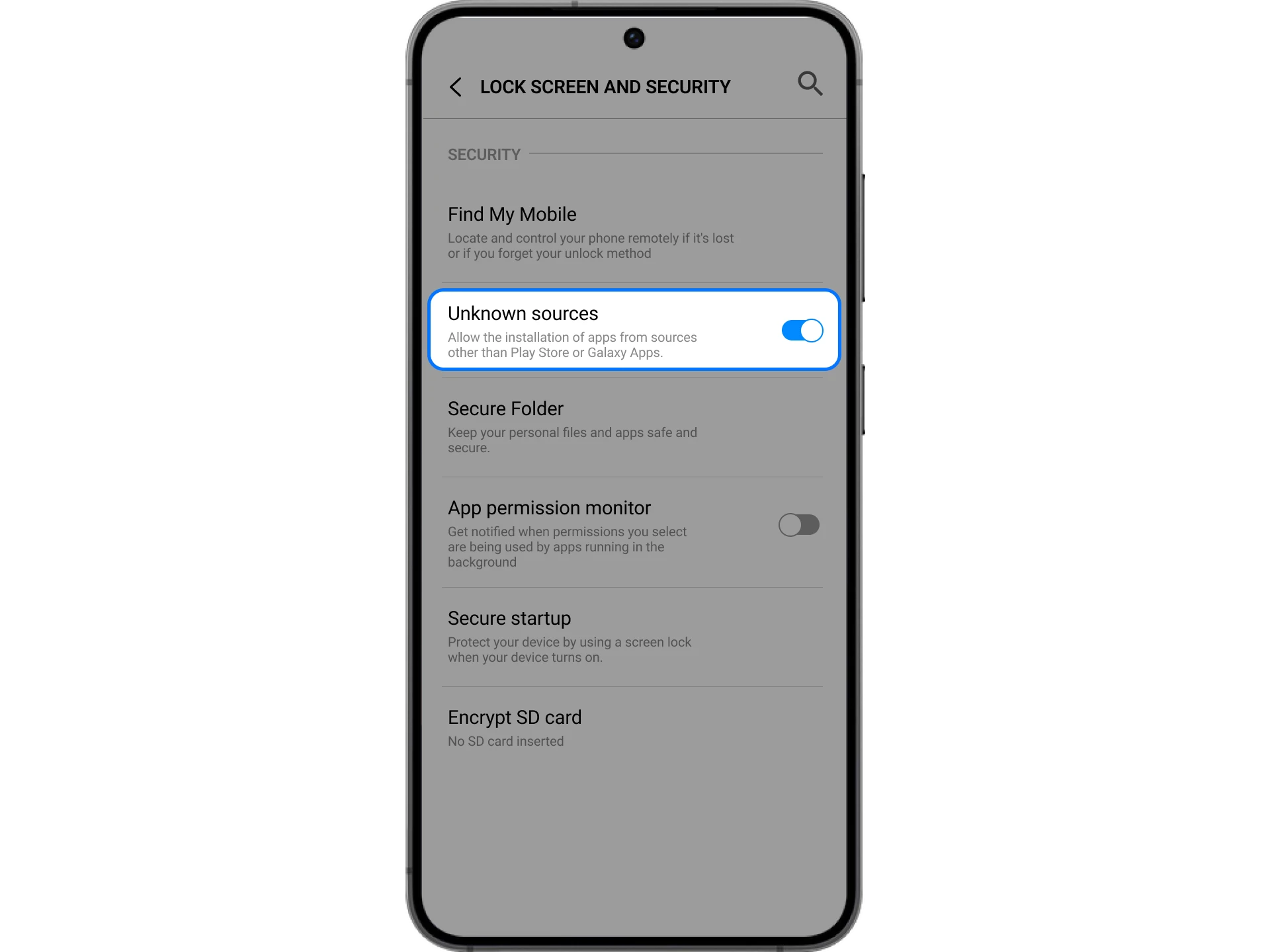 Go to your Android phone's settings to allow installation from unknown sources.