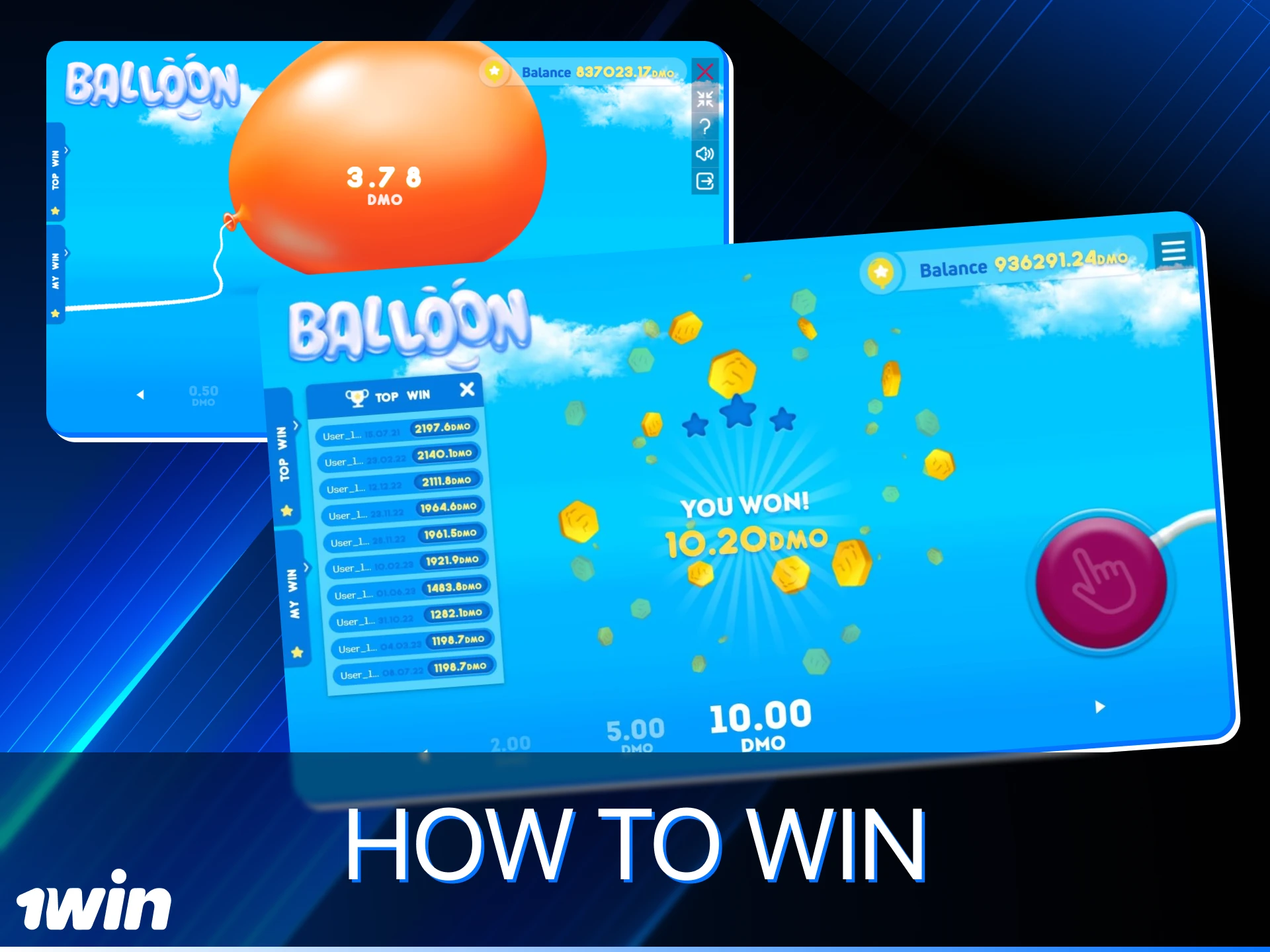 Use popular strategies to win the Ballon game at 1win online casino.