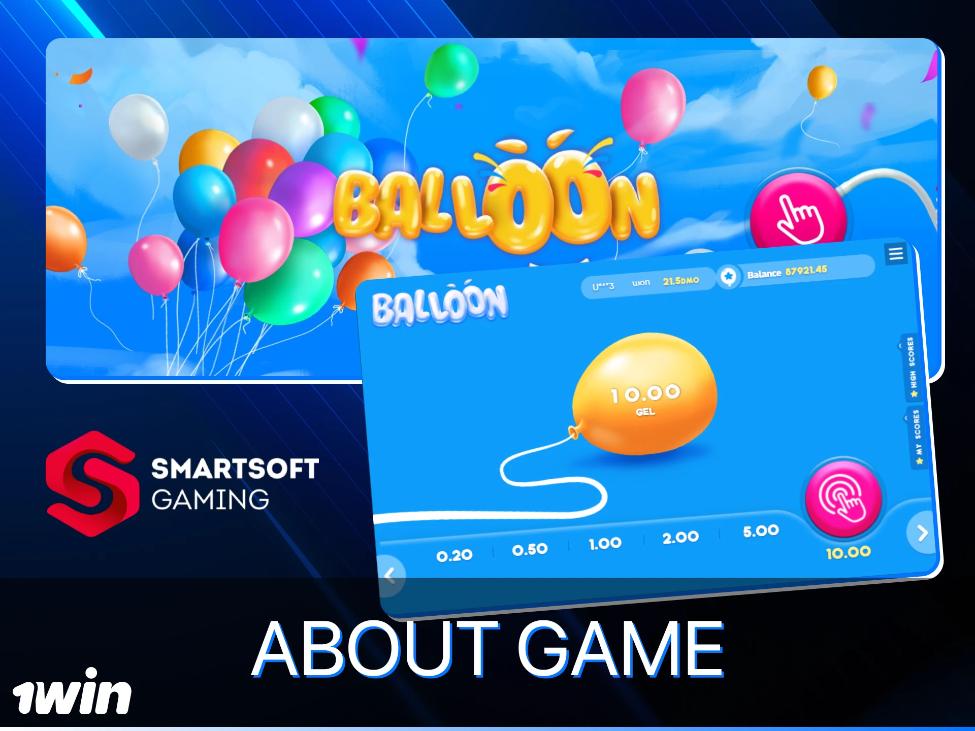 Choose the Ballon slot from Smartsoft Gaming at 1win online casino.