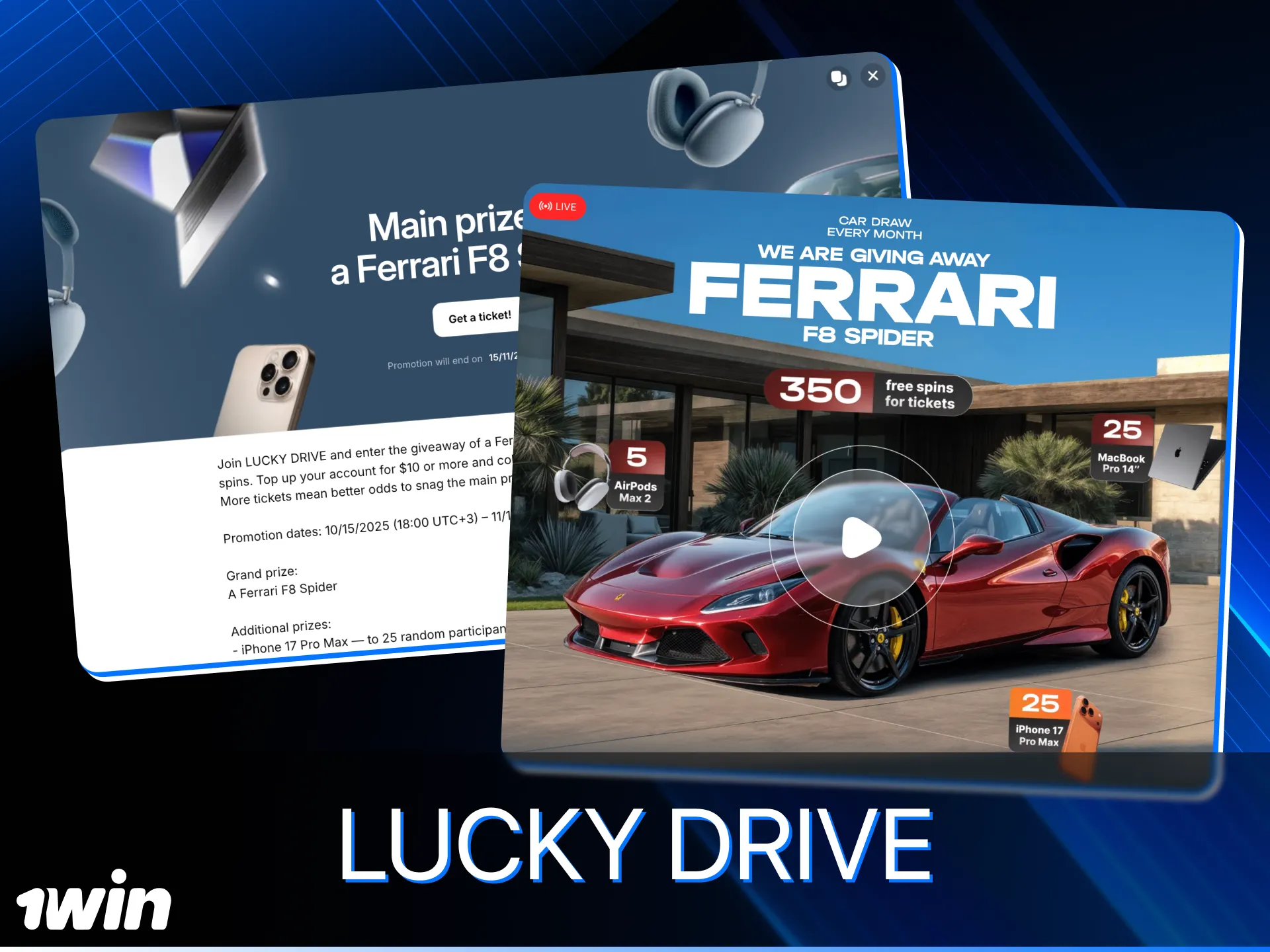 Find out more about the Lucky Drive Tournament at 1win online casino.