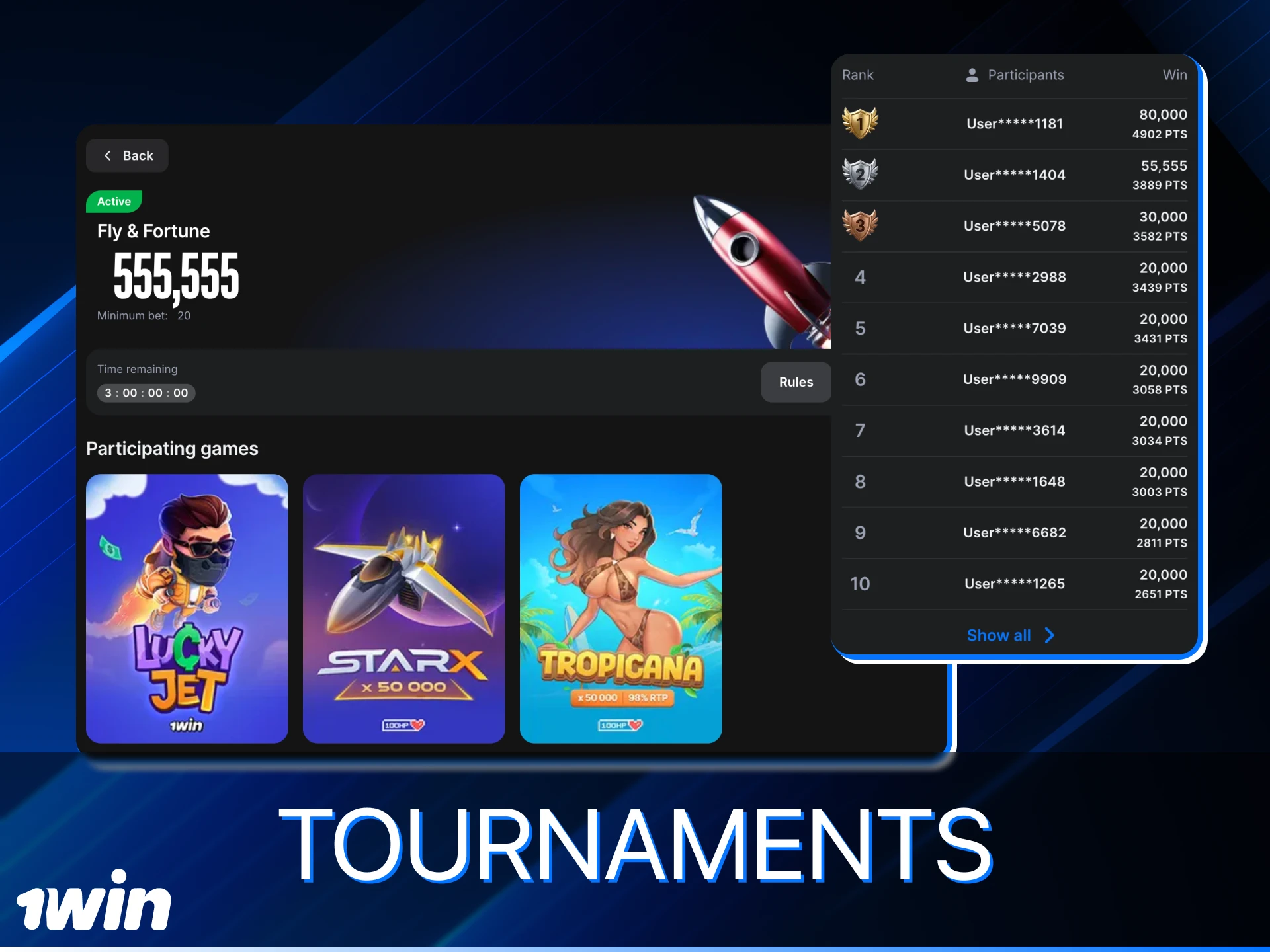 How can I find out about available tournaments at 1win online casino.