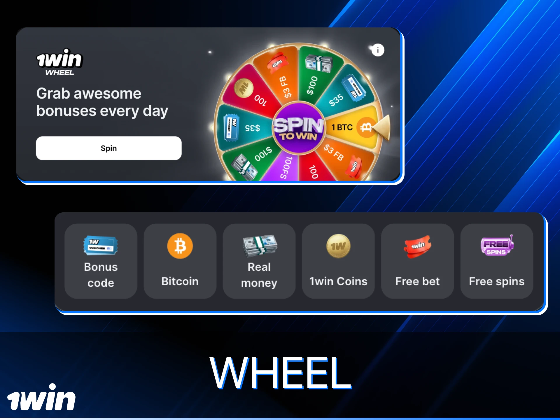 Spin the wheel at 1win online casino and get bonuses.