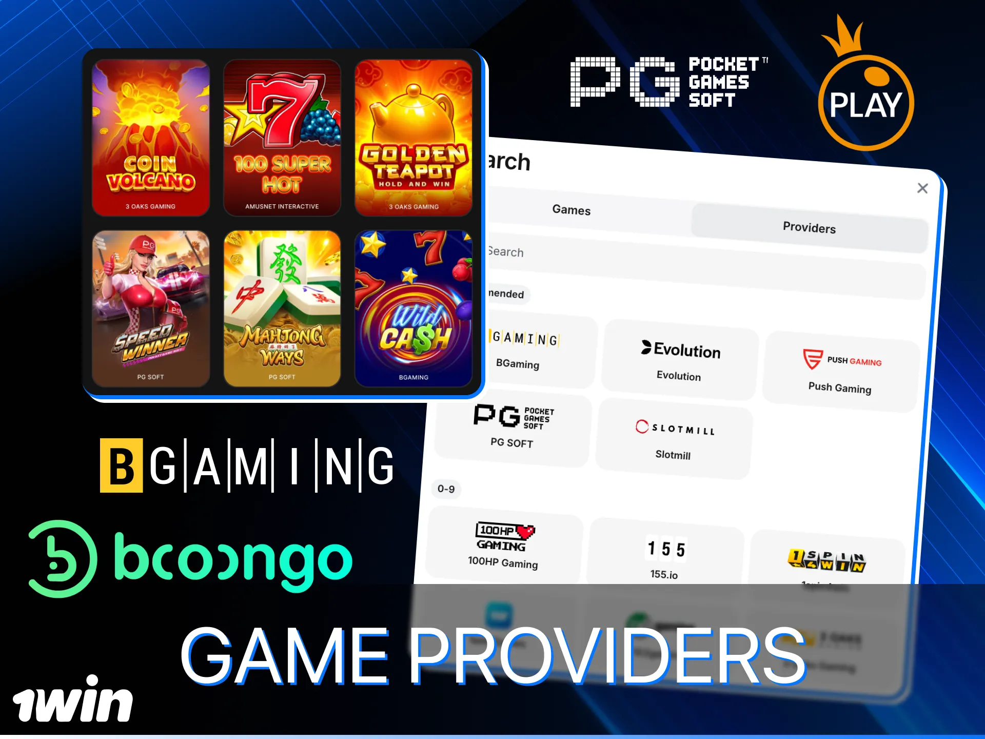 Check out the games from which providers are available at 1win online casino.