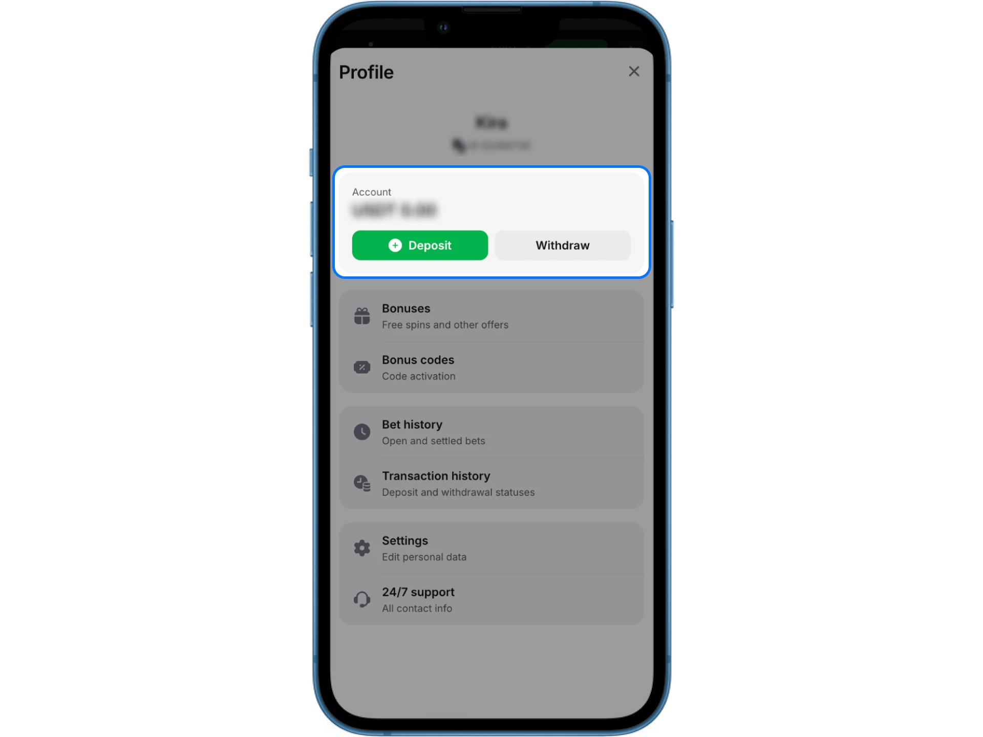 After the deposit, the money appears in the player's account at the 1win online casino.