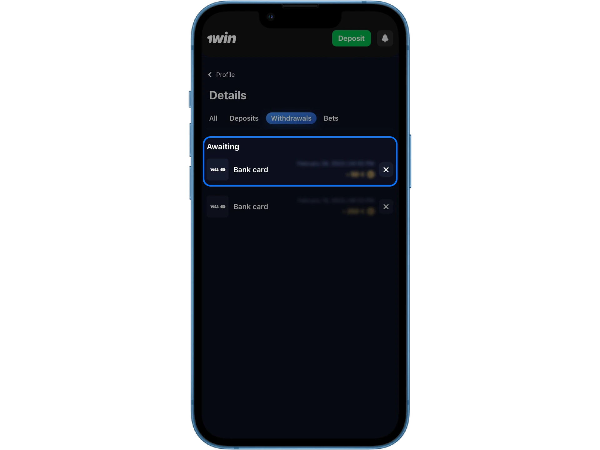 After withdrawal, the funds will quickly appear in your 1win online casino account.