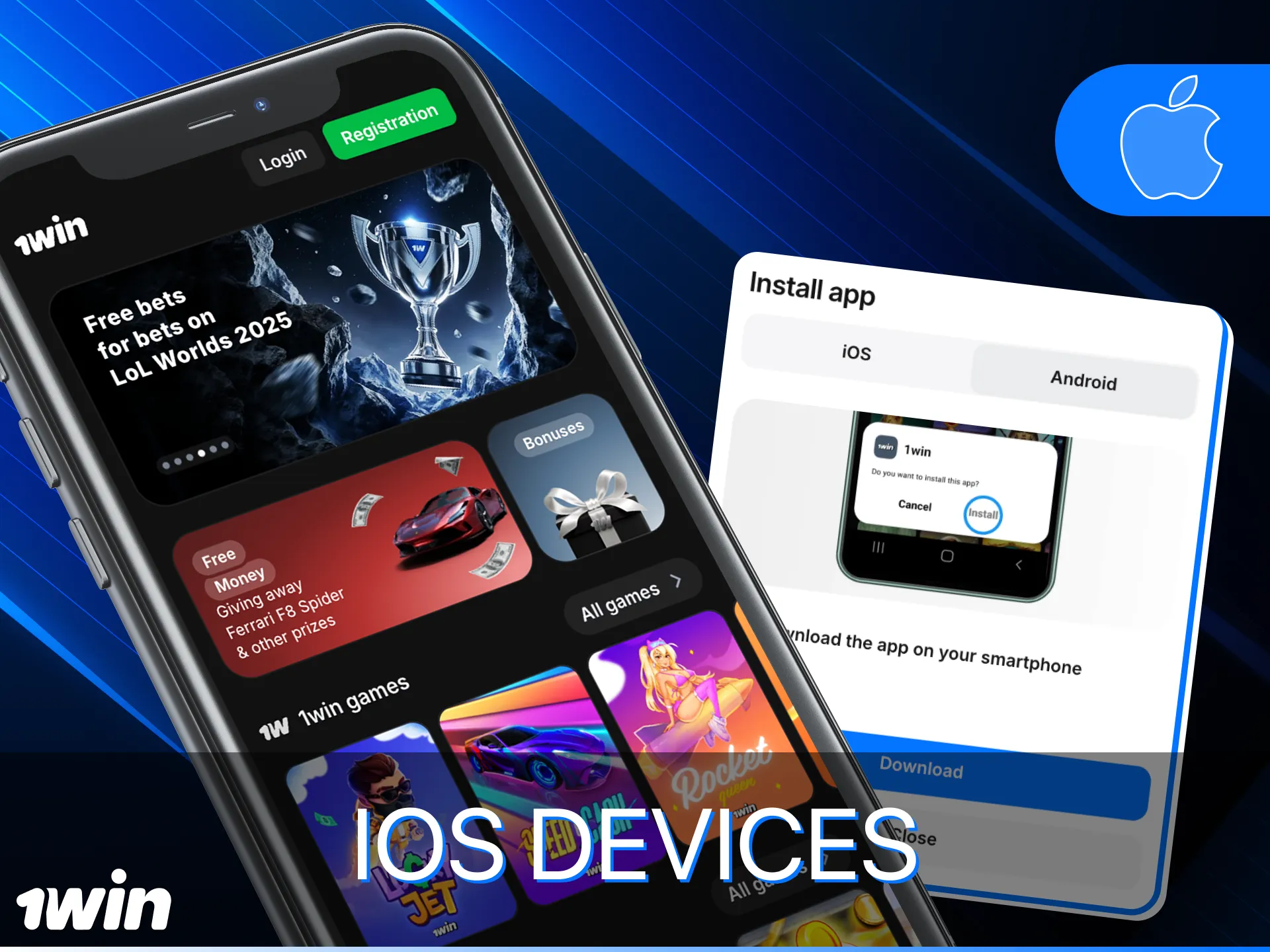 Can I install 1Win online casino on my iOS phone.