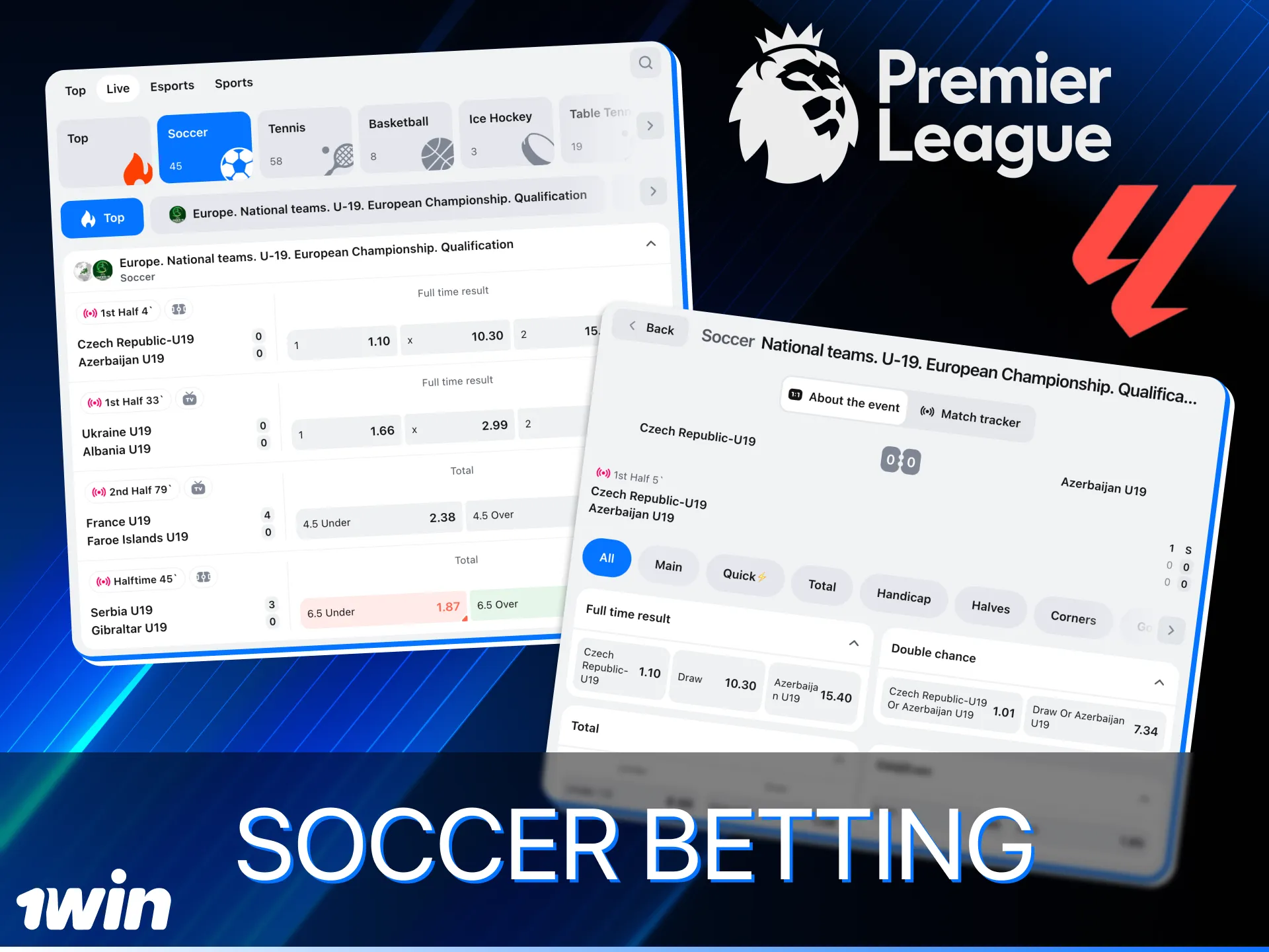 Place your bets on the UEFA Champions League at 1Win online casino.