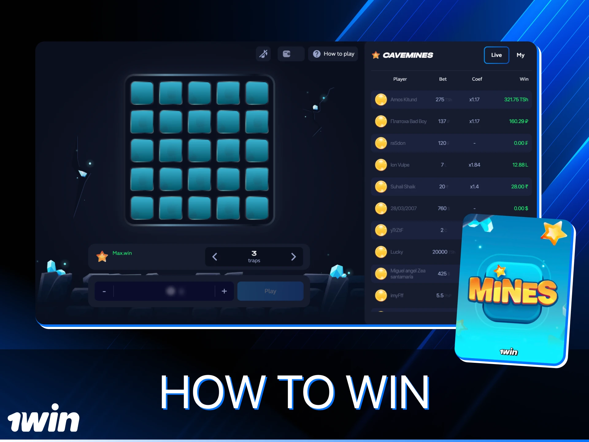 How to start playing mines with minimal losses at 1win online casino.