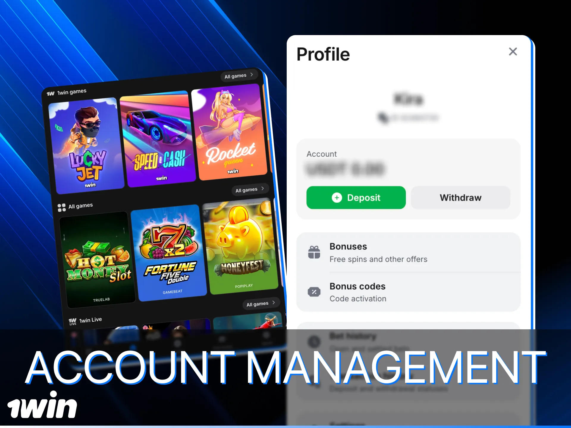 1win online casino players can control their deposits and withdrawals in their personal accounts.