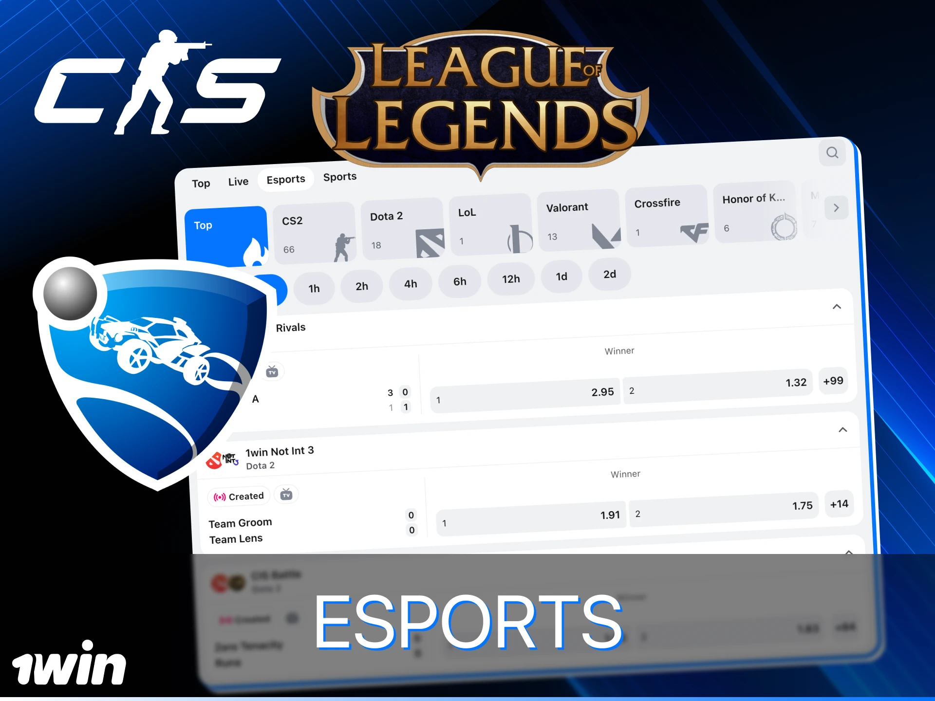 Which eSports games can I bet on at 1win online casino.