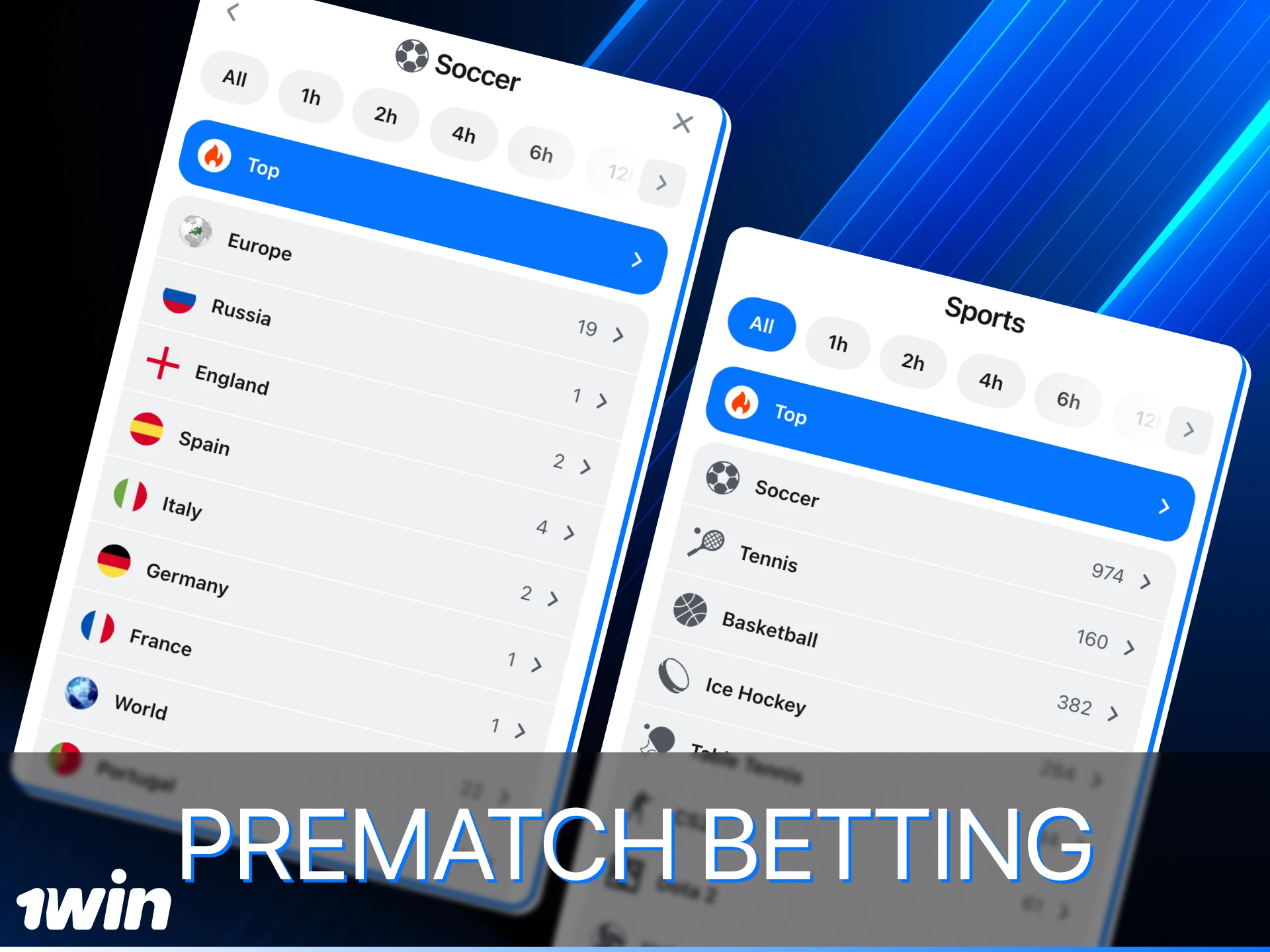 Choose Prematch bets at 1win online casino to increase your winnings.